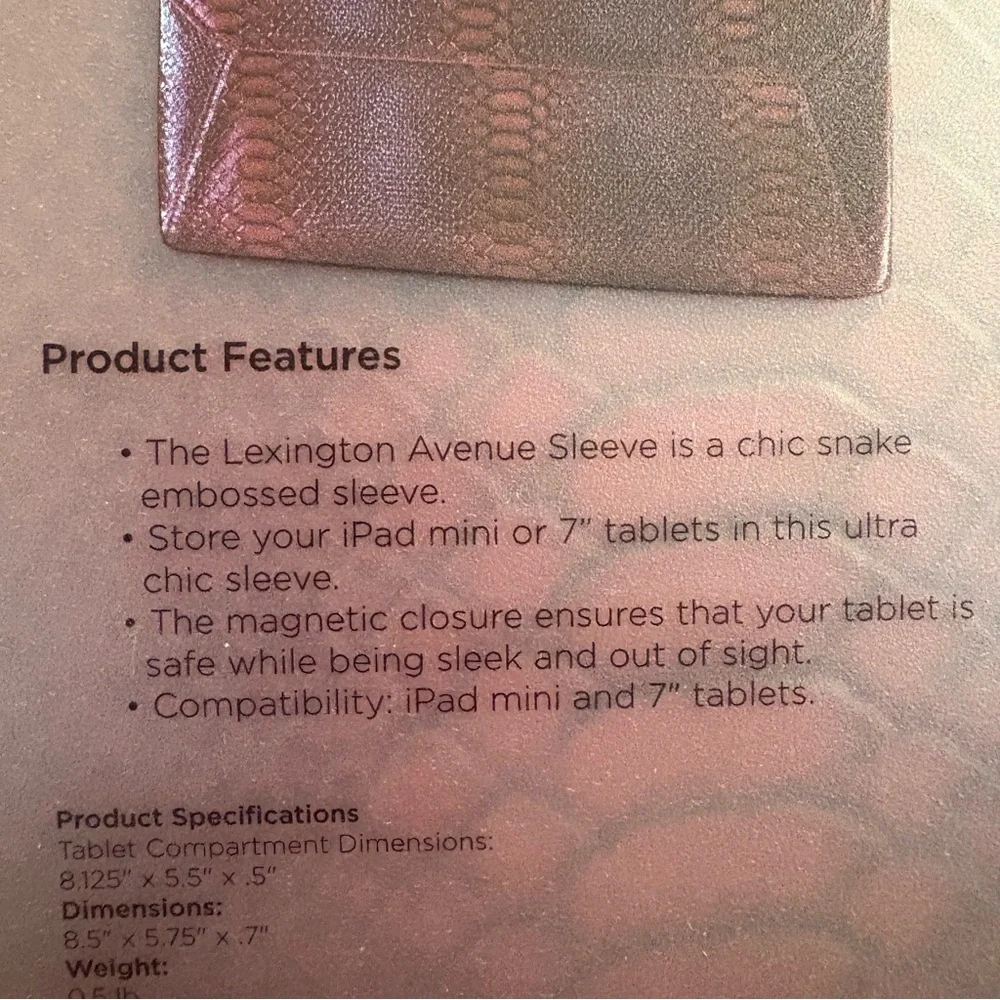 Francine Red Lexington Ave Snake Sleeve for IPad Mini and 7” Tablets
